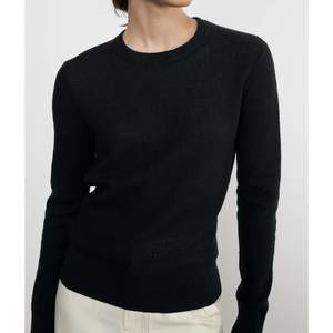 NEW ENZA COSTA linen open knit crewneck sweater in black